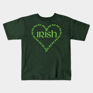Irish Shamrock Heart Kids T-Shirt